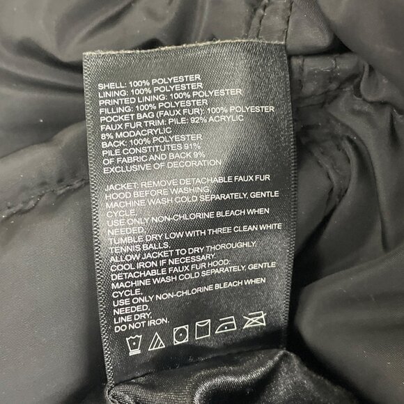 Laundry Womens Black Faux Fur Hooded Quilted Puffer Coat Size Small Winter - Picture 9 of 10
